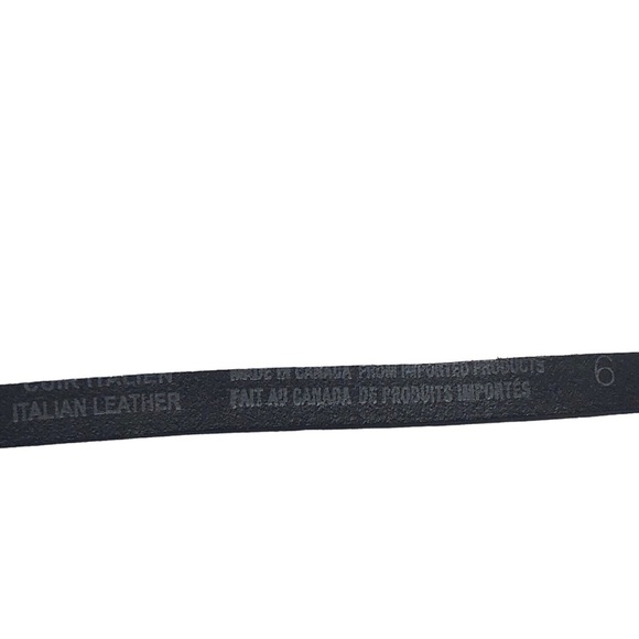 Minimalist Italian Leather Belt Contemporary Silvertone Buckle Women 6 - Picture 2 of 4